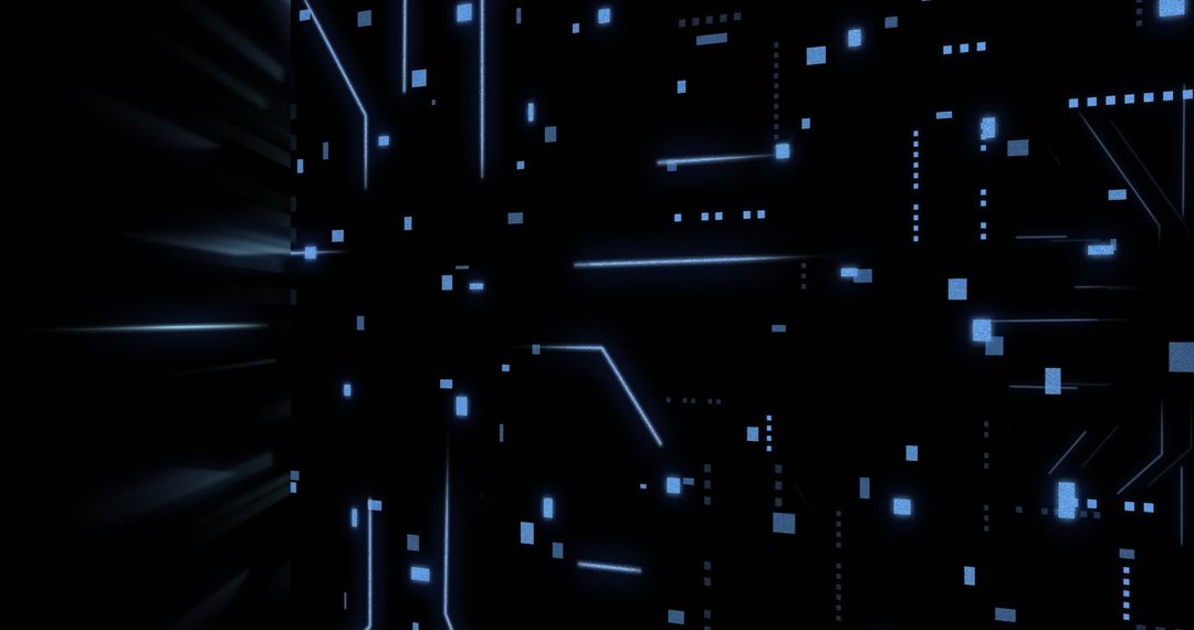 Futuristic Digital Circuit Board with Blue Neon Glow