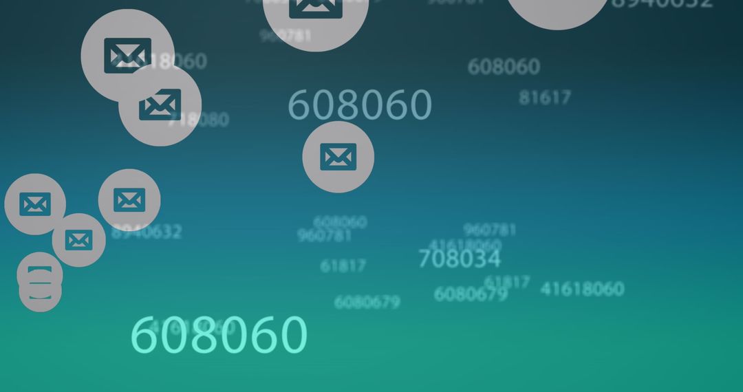 Falling Email Icons and Numbers on Gradient Background