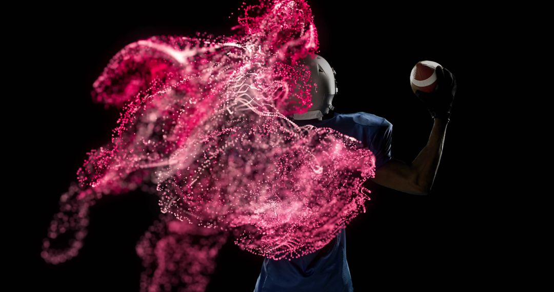 Digital Transformation in American Football: Athlete with Futuristic Energy Flow
