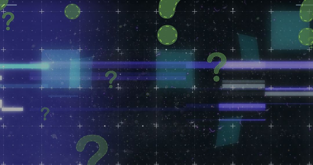 Abstract Digital Art with Question Marks and Data Theme