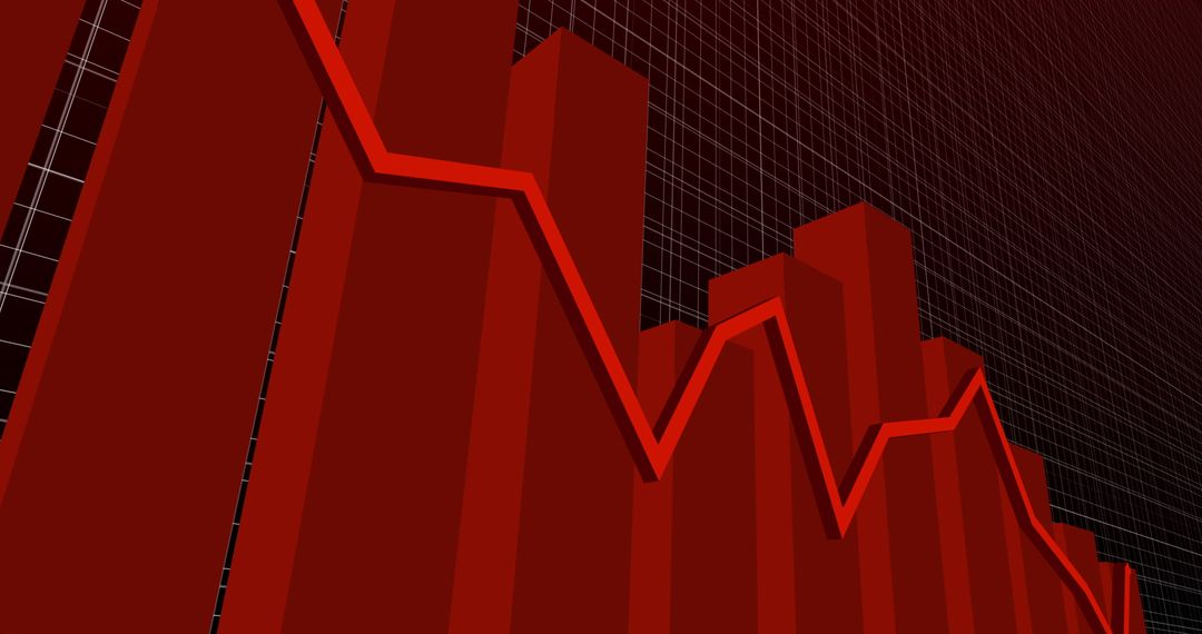 Red Graph Depicting Fluctuating Financial Markets
