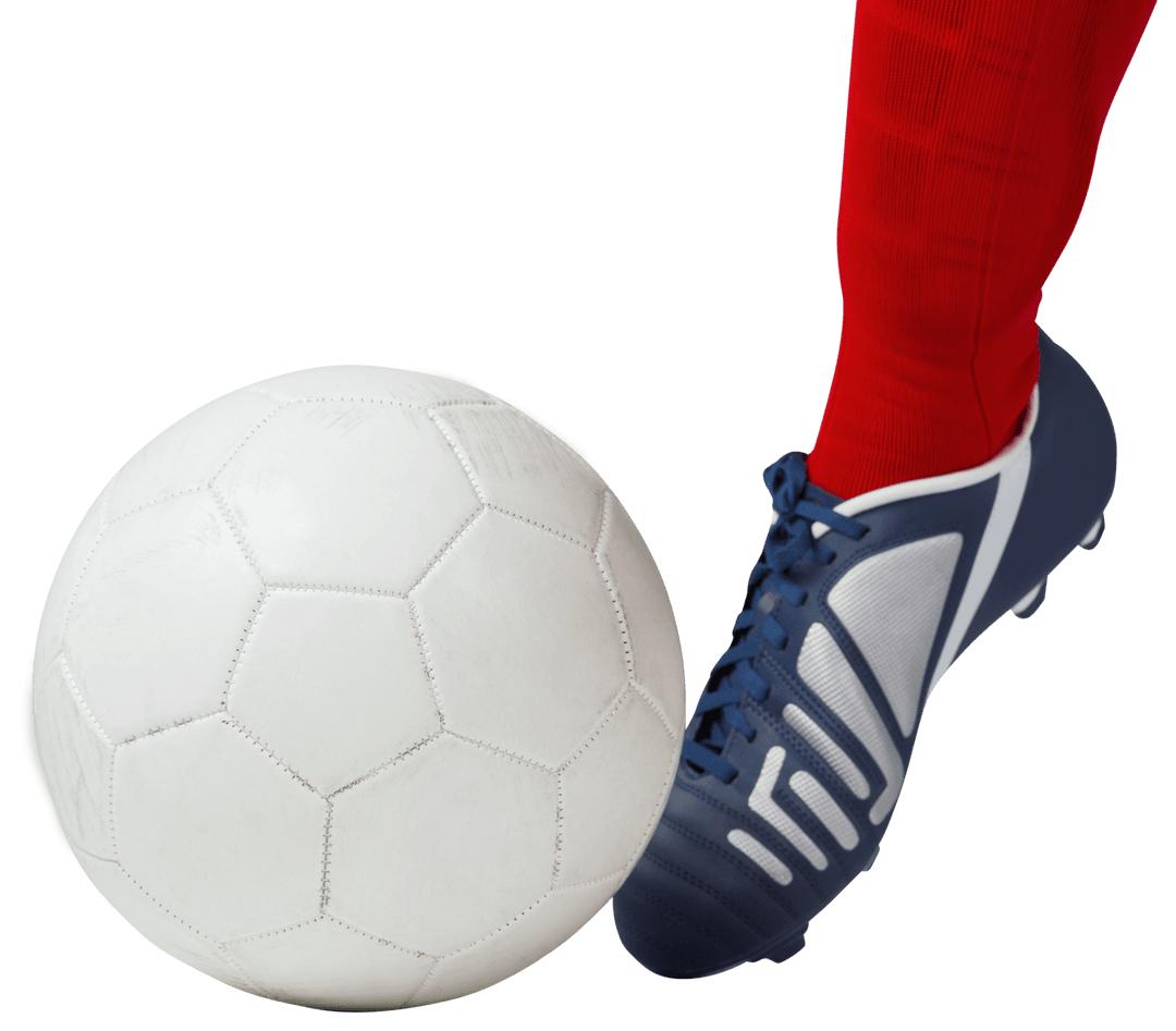 Transparent Football Player Kicking Ball Isolated Image