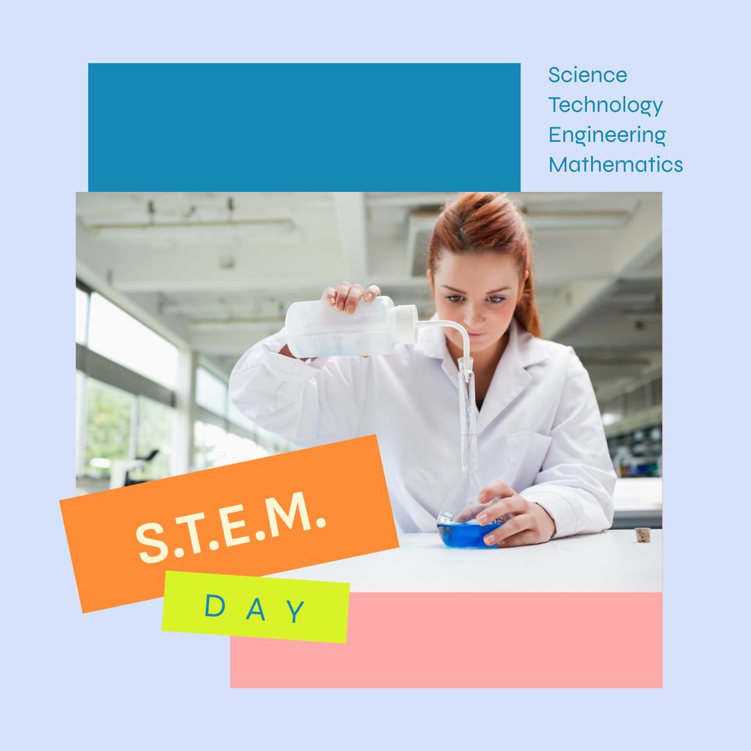 Female Scientist Conducting Research STEM Celebration Concept