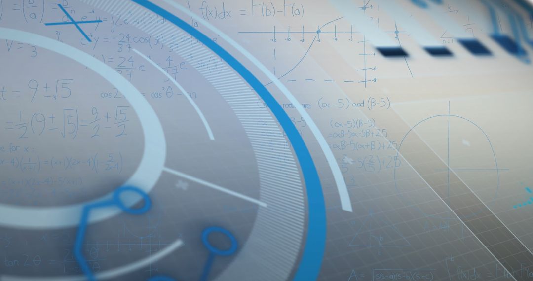 Abstract Digital Background with Mathematical Equations and Graphics