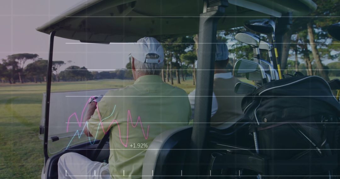 Digital Data Infused Scene with Golf Players and Equipment
