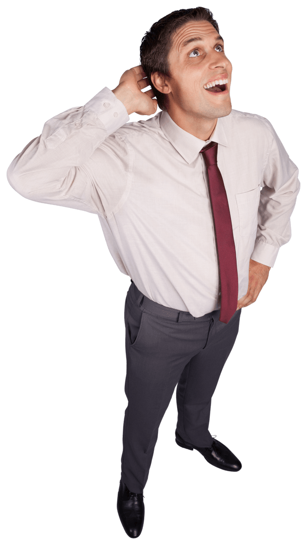 Waiting Businessman Looking Up with Optimism Transparent PNG