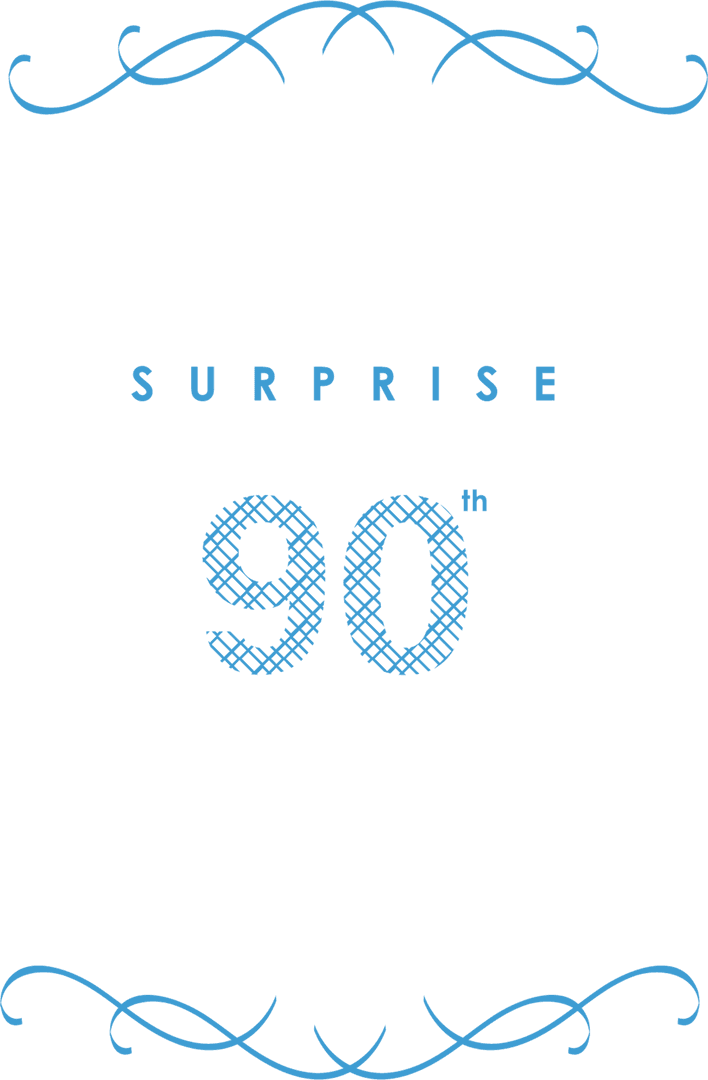 Blue Surprise 90th Text on Transparent Background for Celebrations