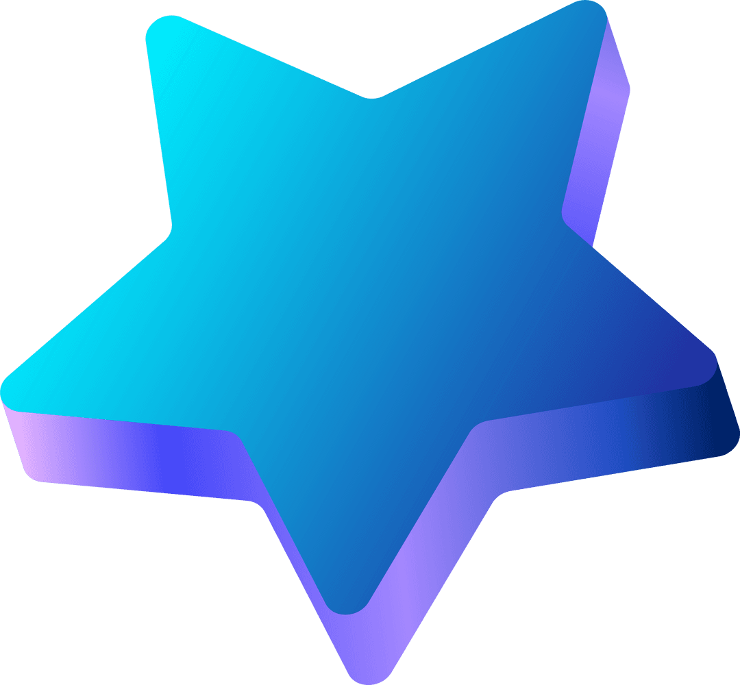 3D Six-Pointed Star with Cyan Violet Gradient Design