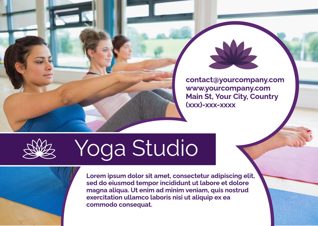 Serene Yoga Class Promotion Template with Contact Information - Download Free Stock Templates Pikwizard.com