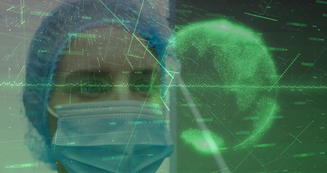 Female Scientist Analyzing Data with Futuristic Hologram Interface