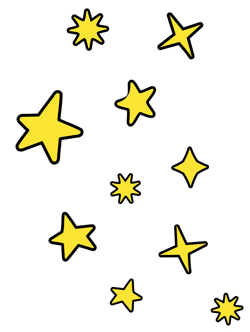 Transparent Stylized Yellow Stars with Glowing Outlines