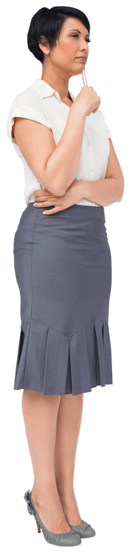 Happy Businesswoman With Pen Isolated Transparent Background