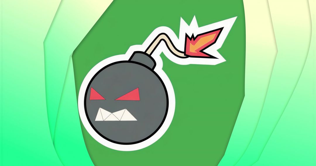 Cartoon Bomb with Angry Face Lit Fuse Graphic Design