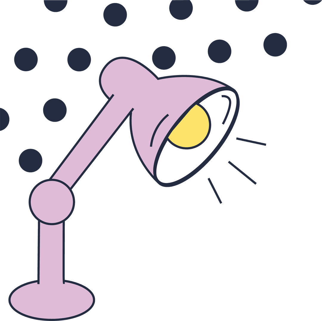 Lavender Desk Lamp with Yellow Light on Transparent Background