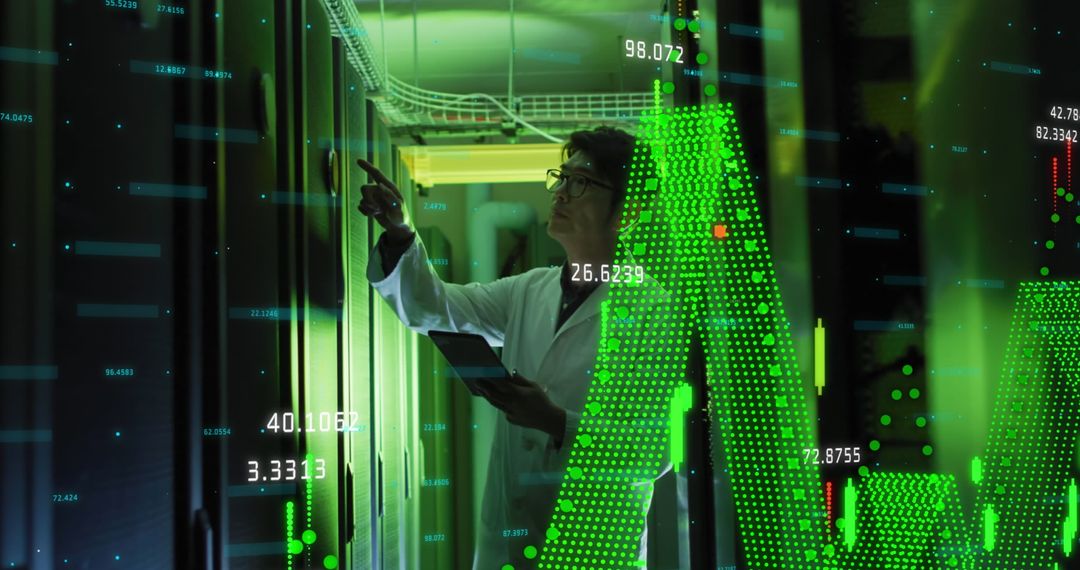 IT Engineer Analyzing Data in Server Room