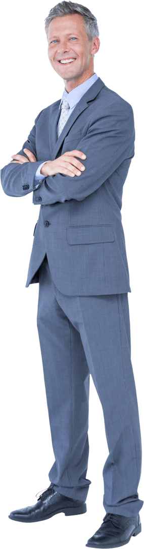 Full Length Transparent Businessman Smiling with Arms Crossed