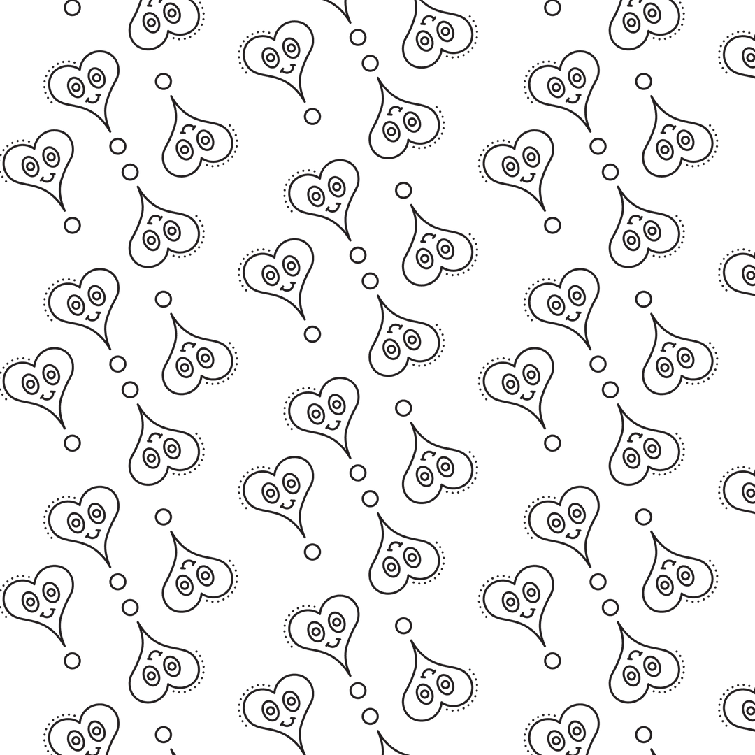 Black Heart Pattern on Transparent Background Repeat Design