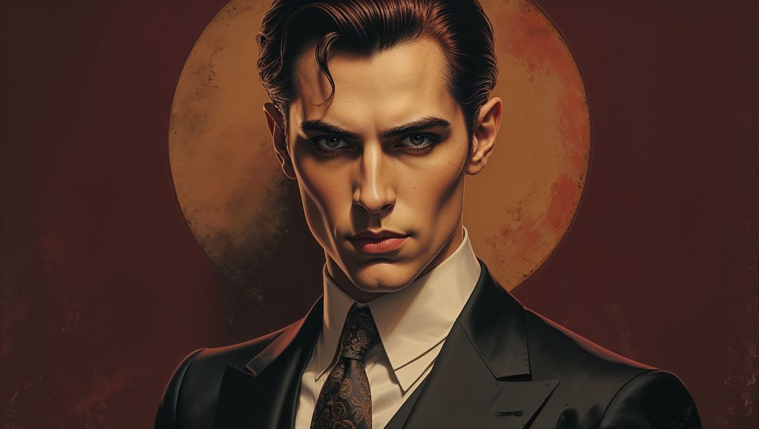 Elegant lucifer portrait with halo effect in studio