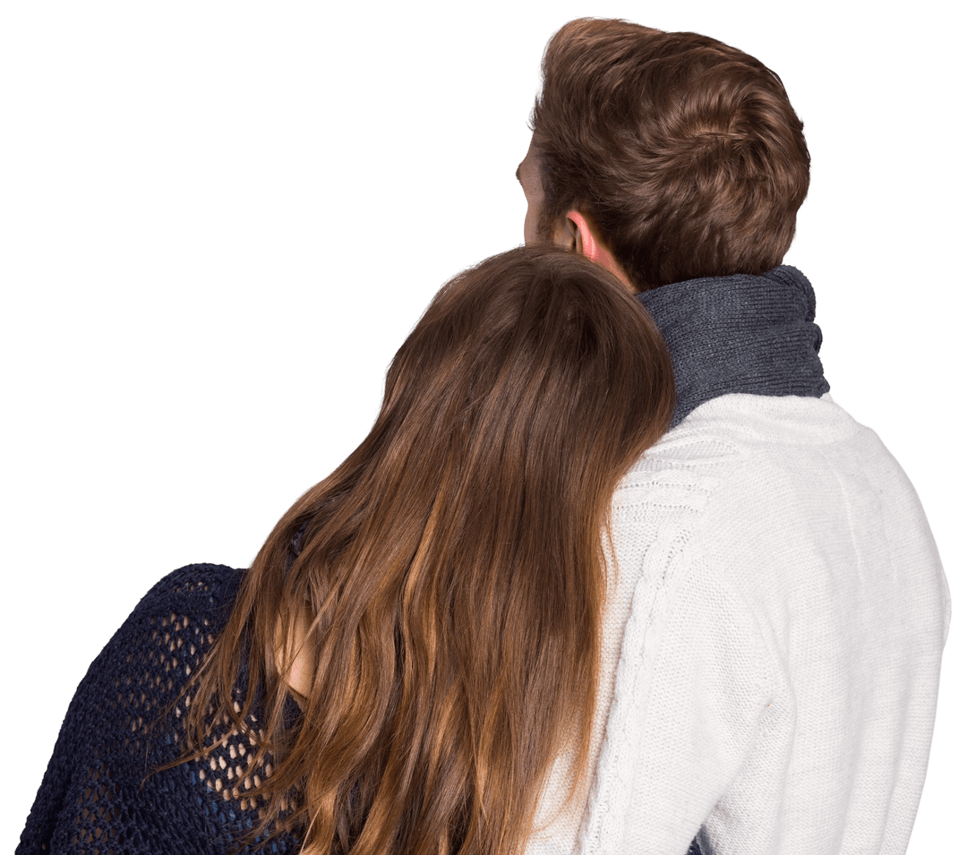 Transparent Photo of Romantic Couple Embracing from Behind