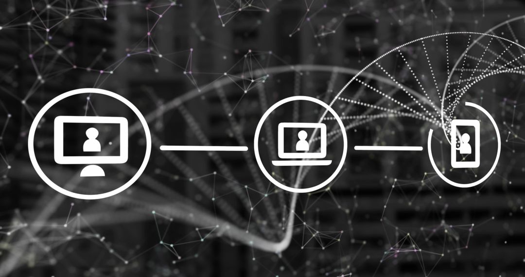 Digital DNA Strand Interacting with Data Icons