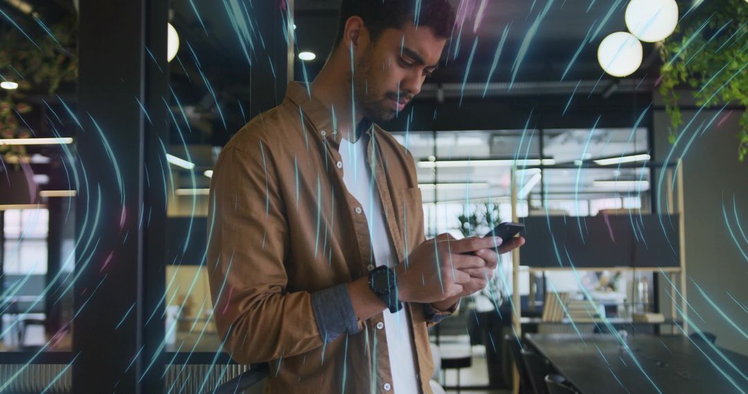 Professional Engaging with Technology in Modern Office Environment