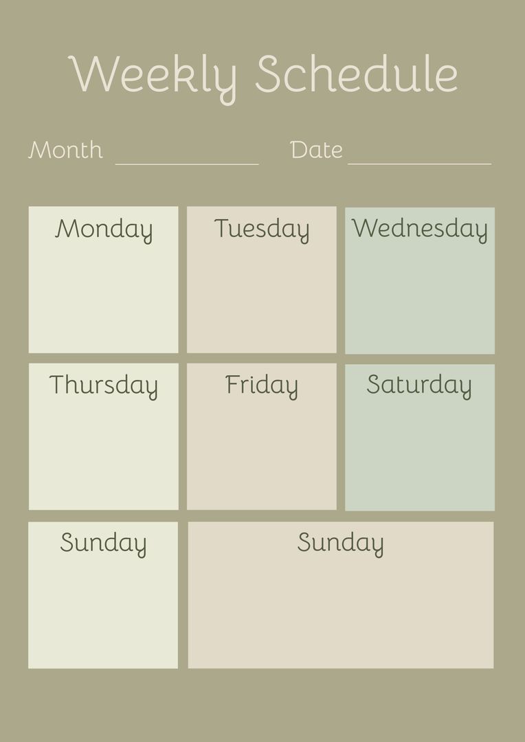 Minimalist Weekly Schedule Template with Pastel Colors - Download Free Stock Templates Pikwizard.com