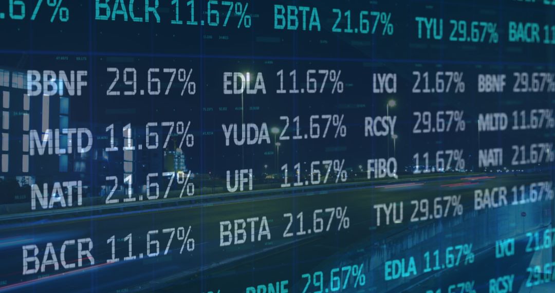 Digital Financial Markets Display in Urban Backdrop