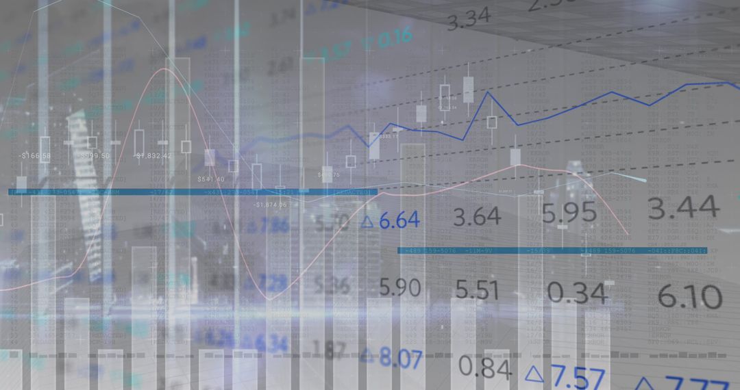Financial Graphs and Data on Digital Screen Background