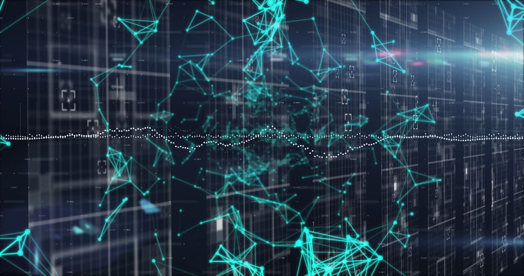 Abstract Digital Web of Data Connections on Dark Background