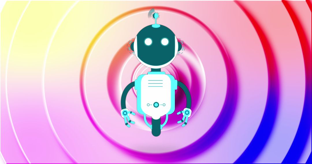 Vibrant AI Robot on Colorful Circle Background