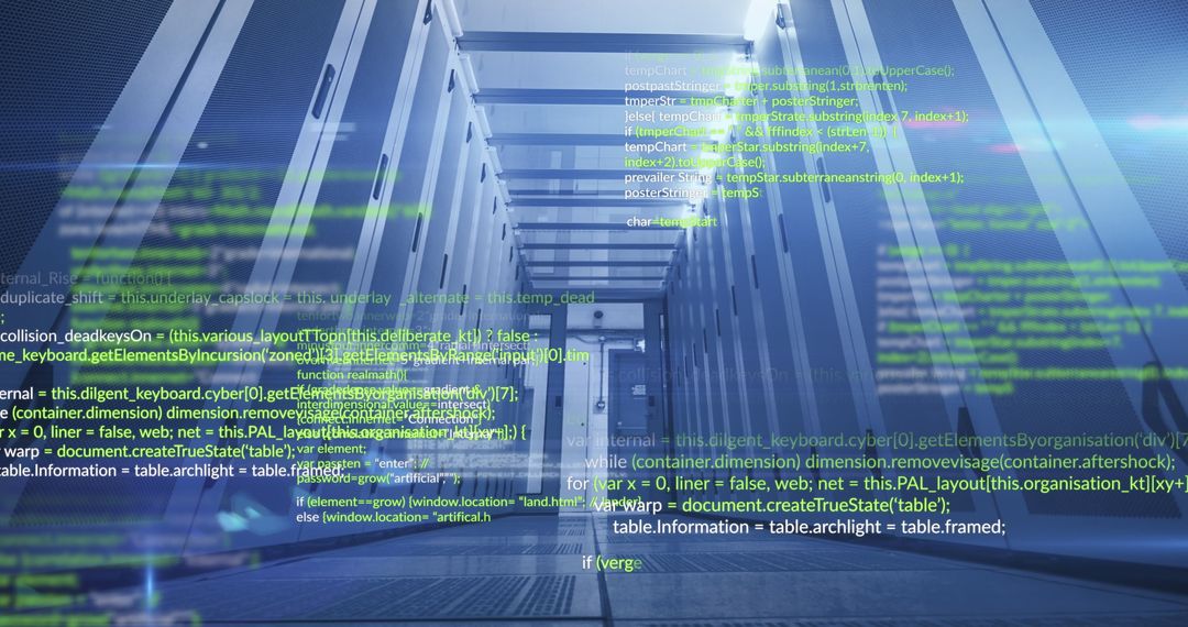 Data Lines Merging with Futuristic Server Room
