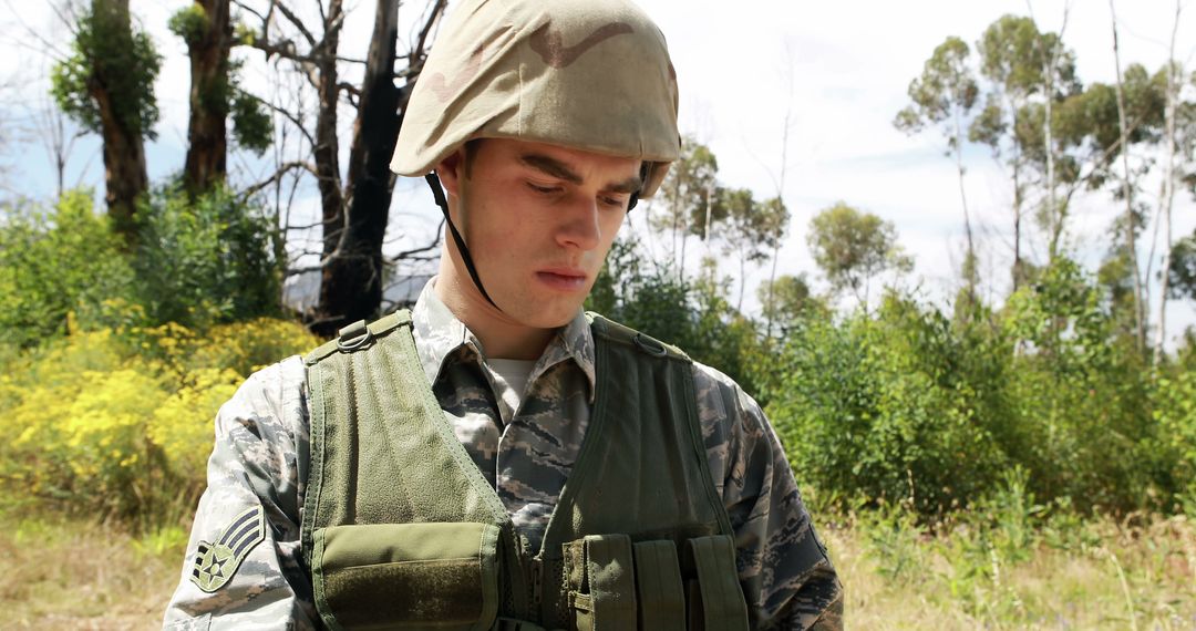 Young Soldier Wearing Combat Gear in Forest - Free Images, Stock Photos and Pictures on Pikwizard.com