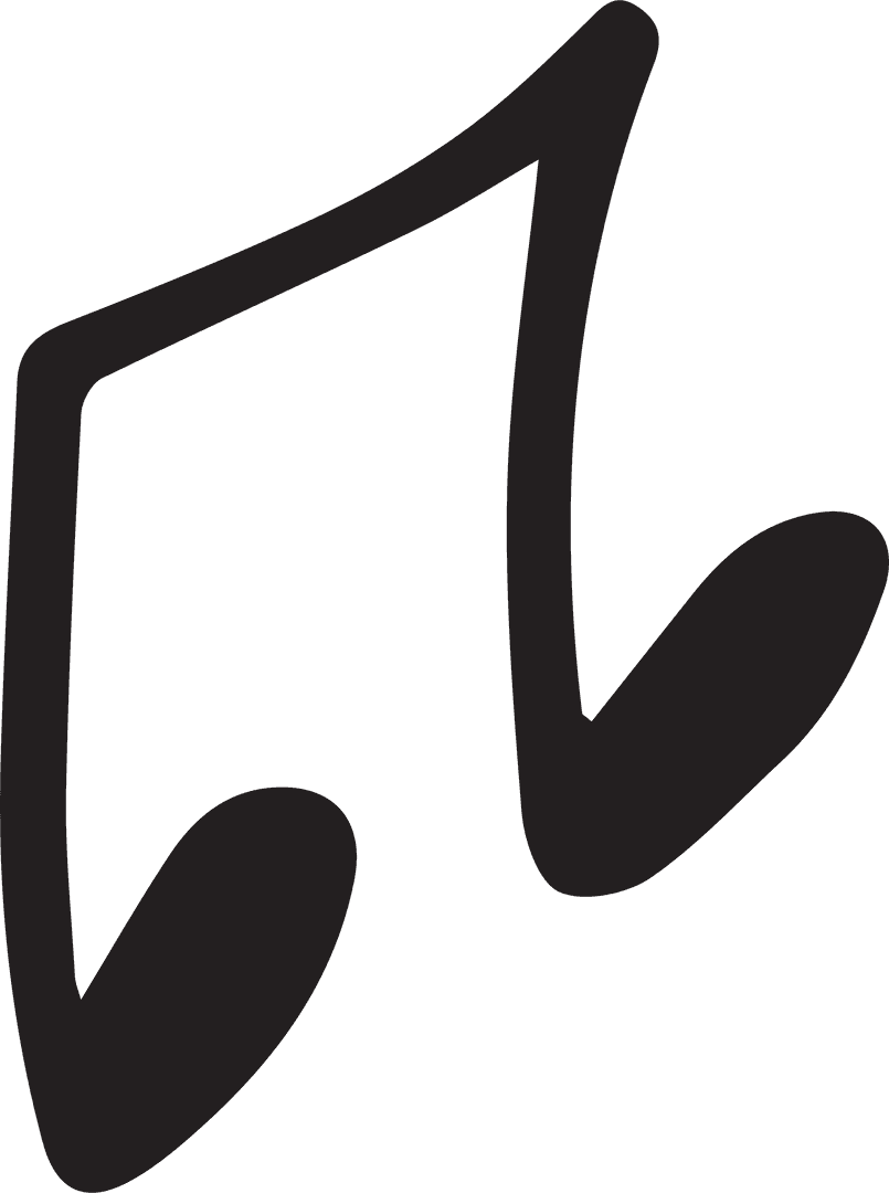 Black Musical Note Icon on Transparent Background