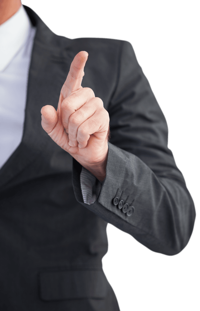 Pointing Hand Transparent in Business Attire Isolated