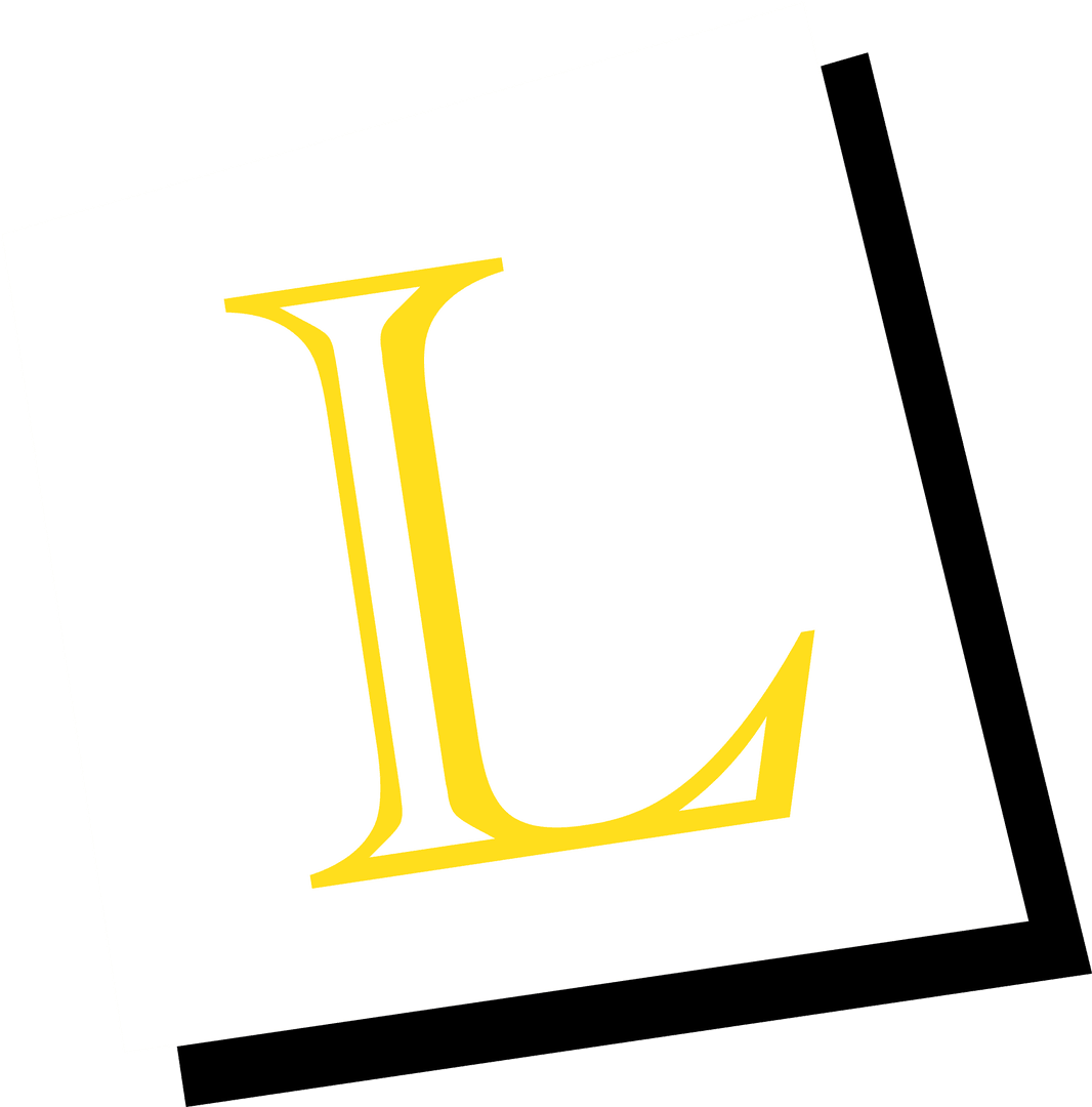 Yellow Serif Letter L Typography with Shadow on Transparent Background