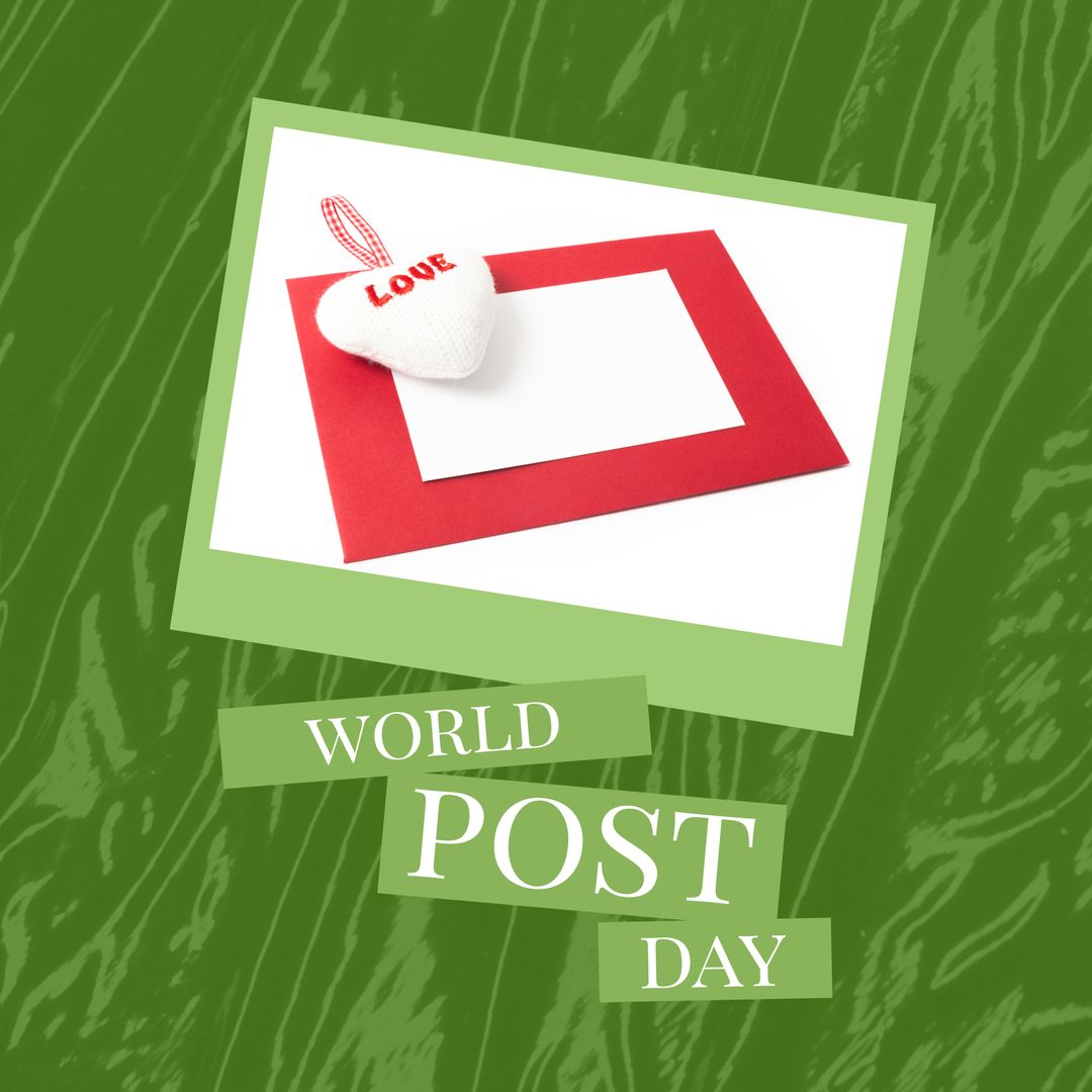 World Post Day Card with Heart Decoration