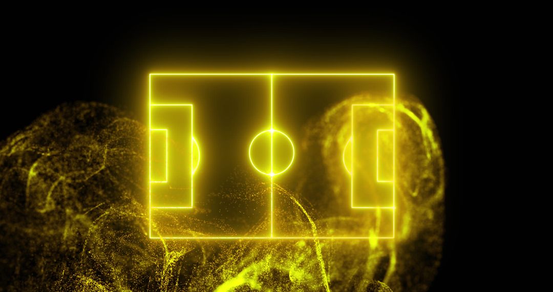 Neon Yellow Sports Field with Digital Mesh for Technology and Sports Concept