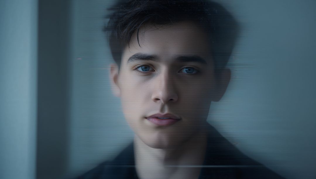 Contemplative Portrait of Male with Tousled Hair in Soft Moody Light