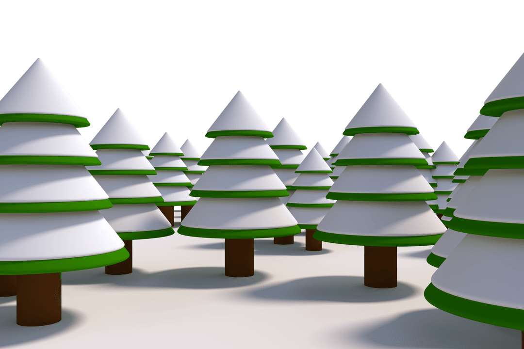 Transparent Wintery Pine Trees in Snow Covered Forest