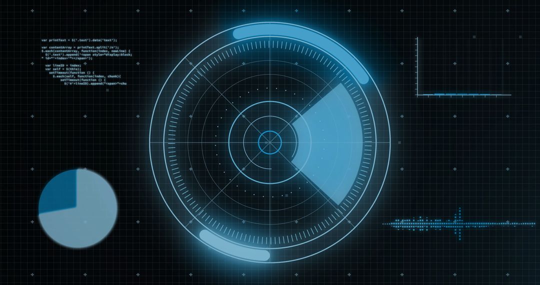 Futuristic Digital Interface with Scanning Radar Display