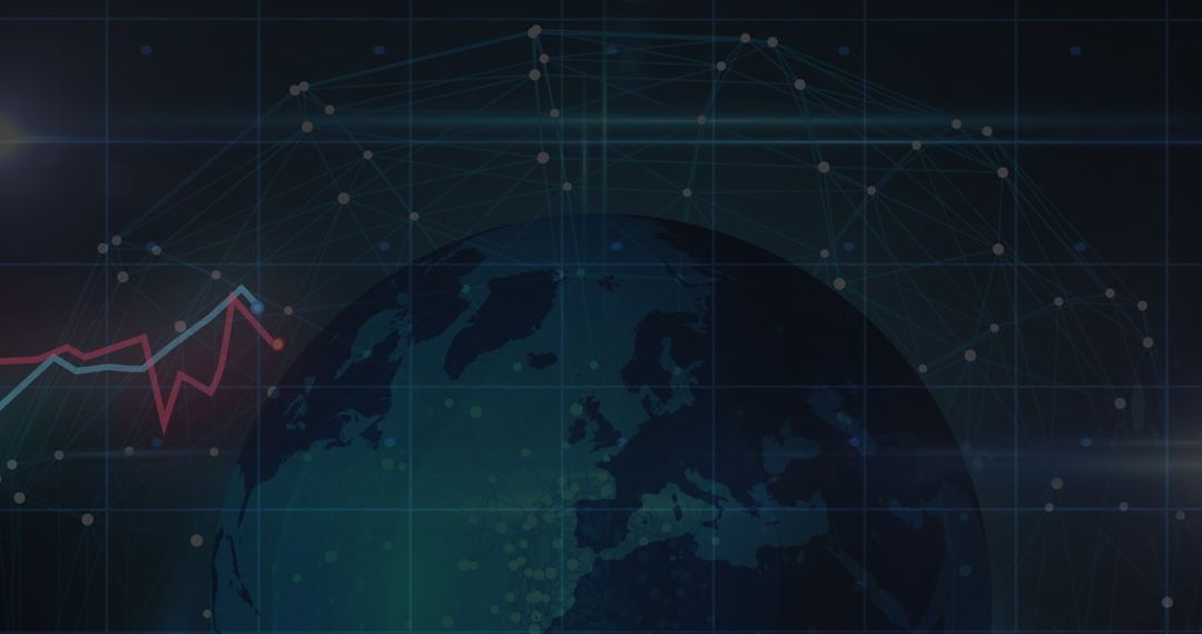 Futuristic Global Technology Network with Earth and Data Chart