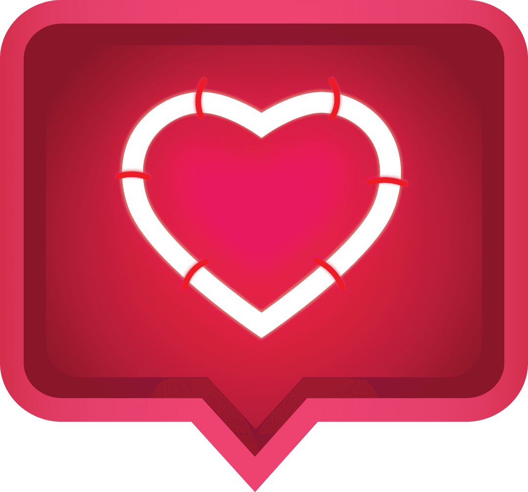 Transparent Red Speech Bubble with White Heart for Valentine's Design