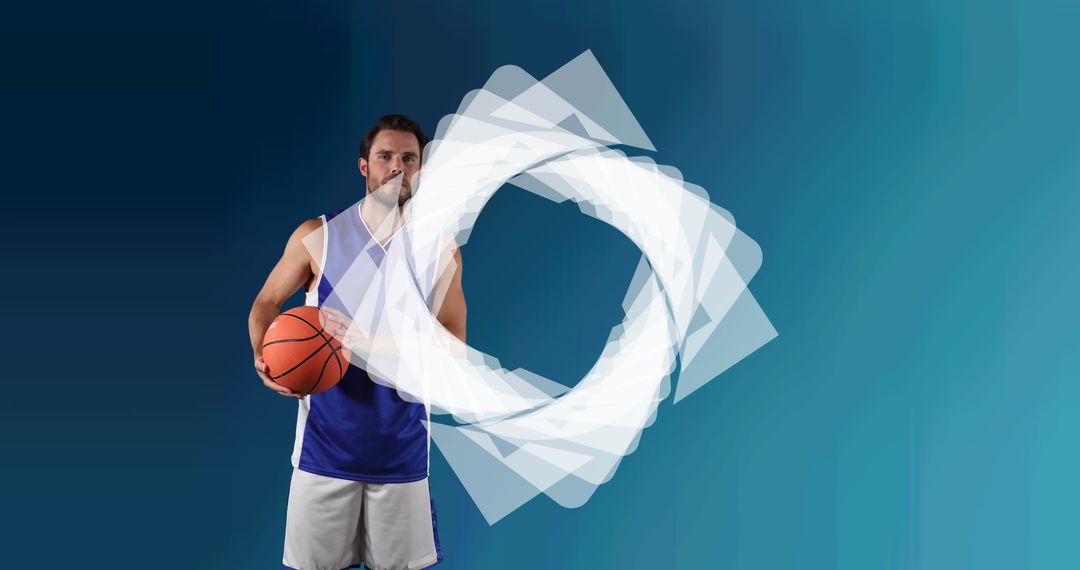 Basketball Player with Digital Abstract Elements