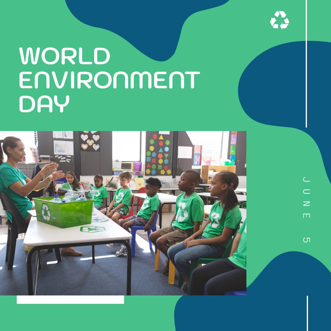 Diverse Classroom Learning About Recycling on World Environment Day