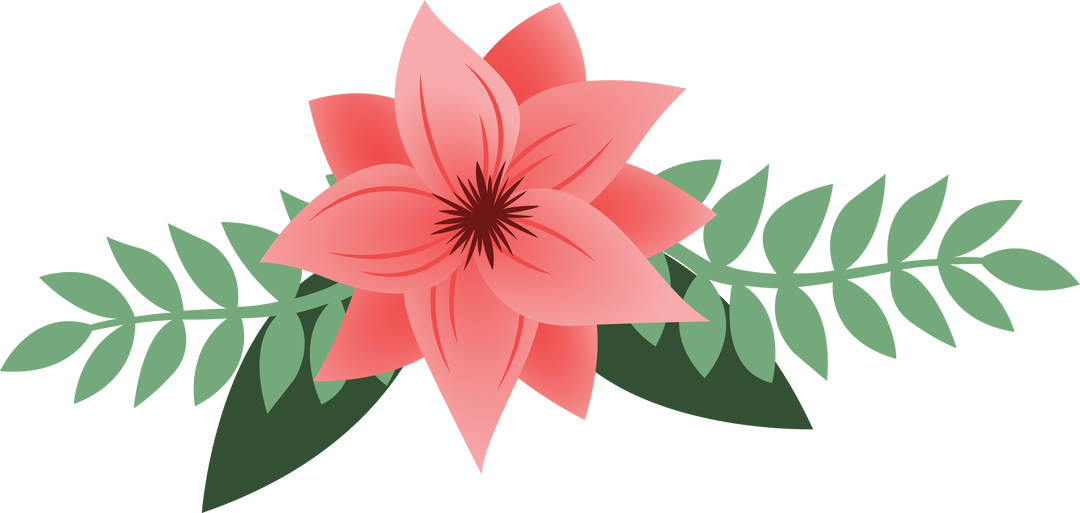 Digital PNG Illustration of Pink Flower with Green Leaves on Transparent Background - Download Free Stock Images Pikwizard.com