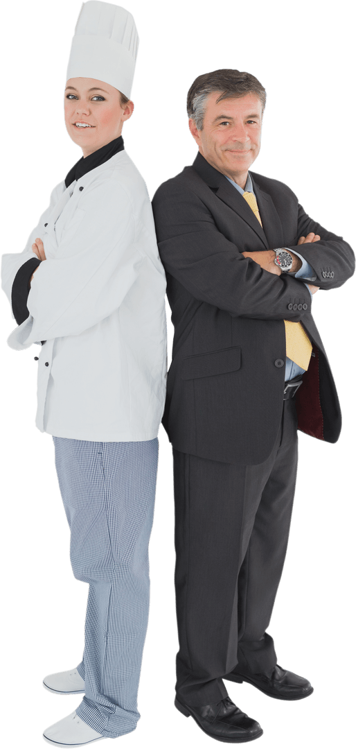 Transparent Chef and Businessman Posing Back to Back