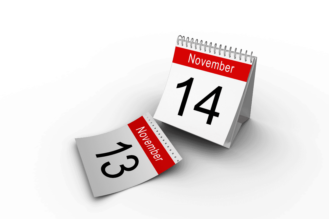 Transparent Desk Calendar with 14th November Date