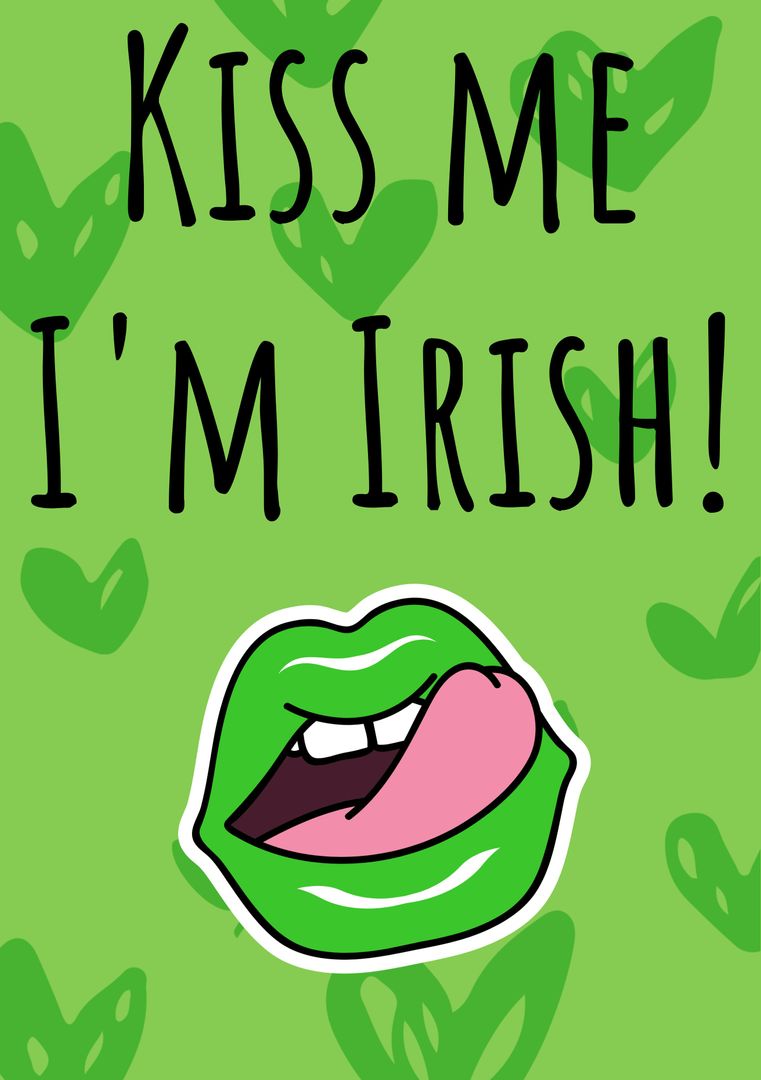 Festive Green Lips and Fun Text Celebrating Irish Pride