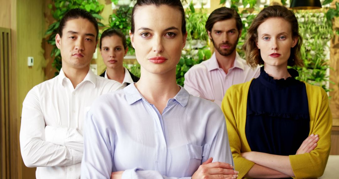 Diverse Business Team with Confident Stance in Modern Office