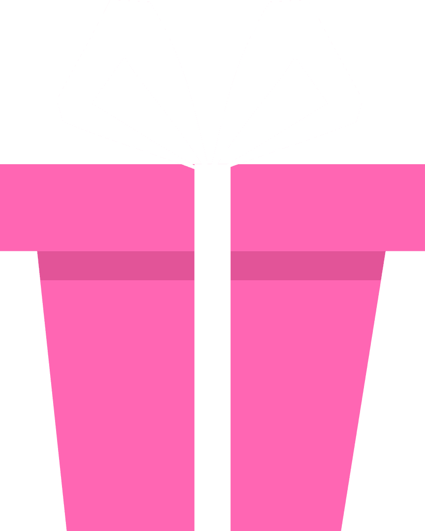 Floating Pink Gift Box with White Ribbon on Transparent Background